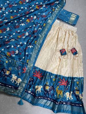 Women's Dola Silk With Printed with foil work Lehenga Choli For Wedding  6