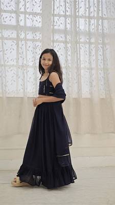 Designer thread embroidery Gorgette lehenga choli 4
