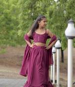 Designer thread embroidery Gorgette lehenga choli