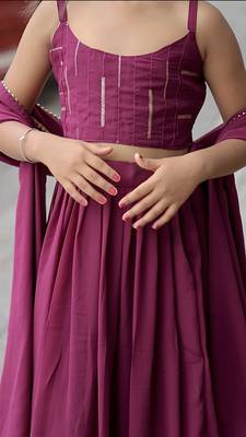 Designer thread embroidery Gorgette lehenga choli 4