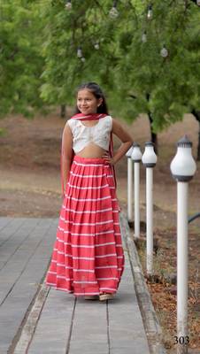 Designer thread embroidery Gorgette lehenga choli 1