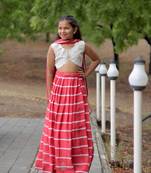 Designer thread embroidery Gorgette lehenga choli