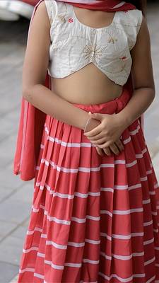 Designer thread embroidery Gorgette lehenga choli 4