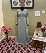 Grey Handcrafted Zari work Stitched Georgette Kaftan Party Wedding Dresses