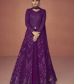 Dark Purple Embroiedred Floor Length Salwar Kameez