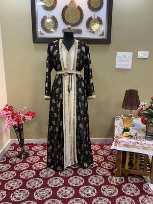 Black Handcrafted Zari work Stitched Georgette Kaftan Party Wedding Dresses 1