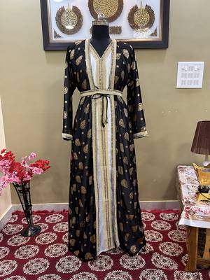 Black Handcrafted Zari work Stitched Georgette Kaftan Party Wedding Dresses 2