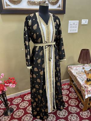 Black Handcrafted Zari work Stitched Georgette Kaftan Party Wedding Dresses 3