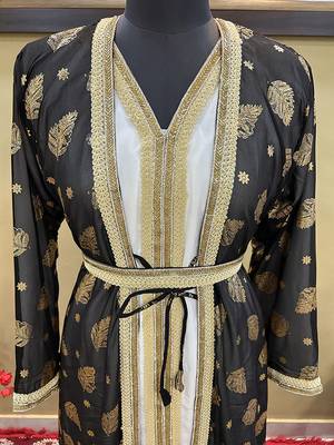 Black Handcrafted Zari work Stitched Georgette Kaftan Party Wedding Dresses 4