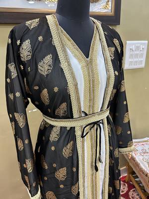 Black Handcrafted Zari work Stitched Georgette Kaftan Party Wedding Dresses 5