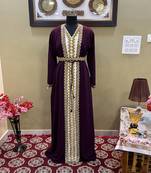 Maroon Georgette Zari Embroidered Kaftan Dress