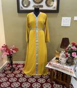 Yellow Handcrafted Zari work Stitched Georgette Kaftan Party Wedding Dresses