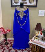 Royal Blue Georgette Zari Work Kaftan