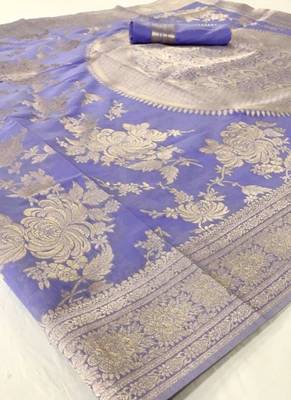 Lavender Banarasi Zari Weaving Silk saree 2