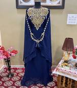 Navy-Blue Handcrafted Zari work Stitched Georgette Kaftan Party Wedding Dresses