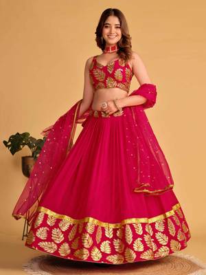 Fabulous Pink Zari Embroidered Georgette Function Wear Lehenga Choli 1