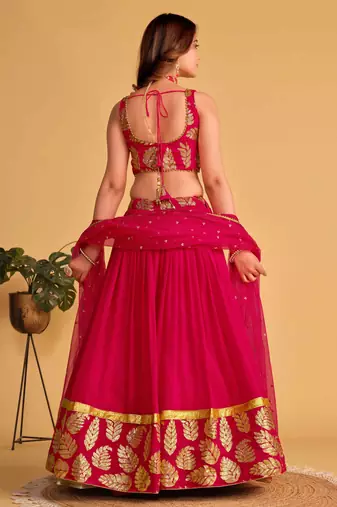 Fabulous Pink Zari Embroidered Georgette Function Wear Lehenga Choli
