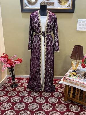 Wine Handcrafted Zari work Stitched Georgette Kaftan Party Wedding Dresses 1