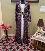 Wine Handcrafted Zari work Stitched Georgette Kaftan Party Wedding Dresses