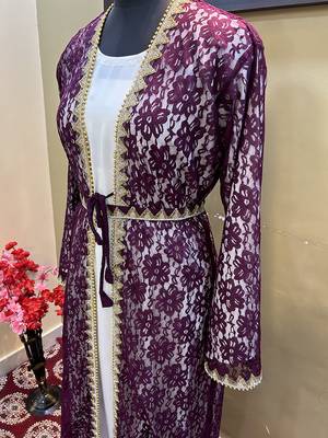 Wine Handcrafted Zari work Stitched Georgette Kaftan Party Wedding Dresses 2