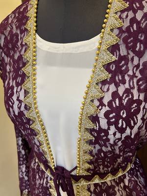Wine Handcrafted Zari work Stitched Georgette Kaftan Party Wedding Dresses 3