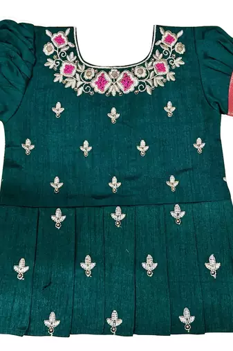 Multicolor Jacquard Kids Pattu Pavadai
