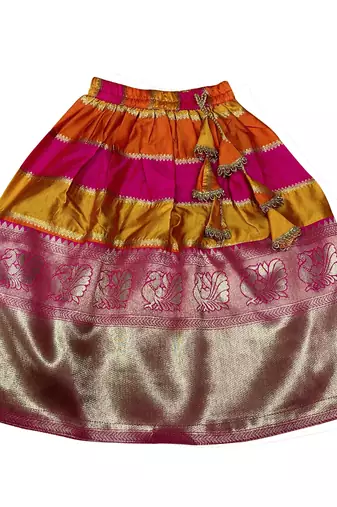 Multicolor Jacquard Kids Pattu Pavadai