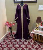 Wine Handcrafted Zari work Stitched Georgette Kaftan Party Wedding Dresses