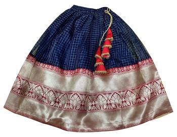 New south Red Indian traditional pattu pavadai Jecquard Lehenga choli for girls dress 4