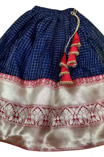 New south Red Indian traditional pattu pavadai Jecquard Lehenga choli for girls dress