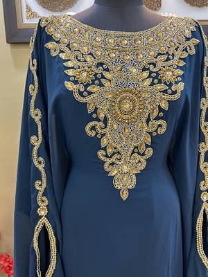 Royal Blue Reception Kaftan for Women 4