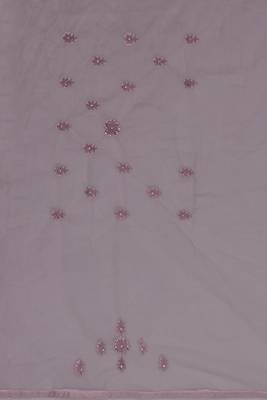 Lavender Sequin Zari Moti Resham Stone Embroidered Net Saree With Blouse Piece 5
