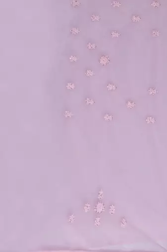 Pink Sequin Zari Moti Resham Stone Embroidered Net Saree With Blouse Piece