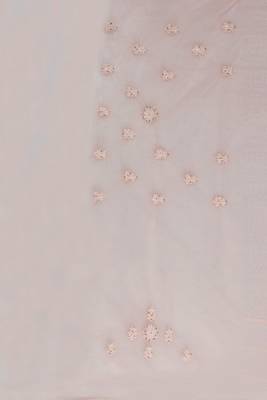 Peach Sequin Zari Moti Resham Stone Embroidered Net Saree With Blouse Piece 5