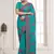 Turquoise Sequence Resham Embroidered Georgette Saree With Blouse Piece