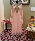 Peach Georgette Zari Work Kaftan