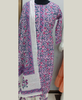 Lavender printed cotton kurta-suits 6