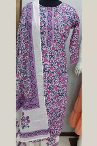 Lavender printed cotton kurta-suits