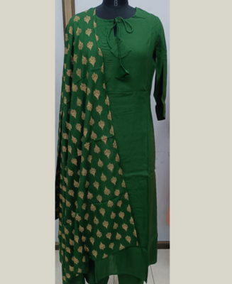 green plain rayon kurta-suits 7