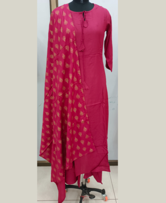 Burgundy plain rayon kurta-suits 6