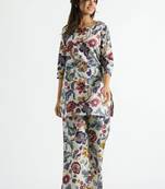Keri perry women's multi color floral printed reyon stitched co-ord set