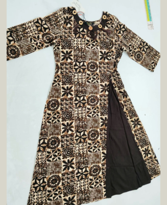 Coffee Cotton Printed  A-line Kurta pant 7