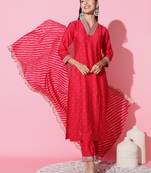 Gadhwal Fabric Sequence Embroidered Work Straight Cut Kurta, Pant and Dupatta Set