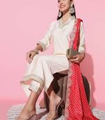 Gadhwal Fabric Sequence Embroidered Work Straight Cut Kurta, Pant and Dupatta Set