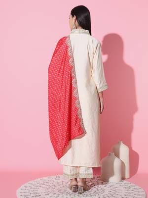 Gadhwal Fabric Sequence Embroidered Work Straight Cut Kurta, Pant and Dupatta Set 3
