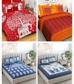 100% cotton double bedsheets set of 4 with 8 pillow covers (90x100 inch)