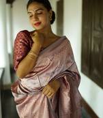 Lavender Woven Art Silk Saree With Blouse
