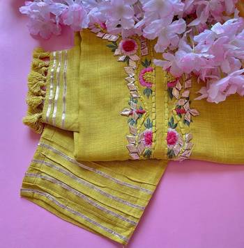 Women's Rayon Slub Embroidered Kurta Pant with Dupatta set 4