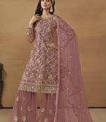 Light pink net embroidered salwar suit