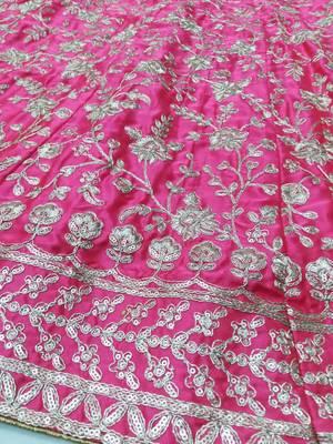 Meghalya Art Silk Thread Embroidered Hot Pink Bridal Lehenga Choli 6